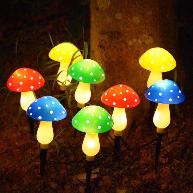 Mushroom String Lights Solar-Powered 8 Modes IP65 Waterproof