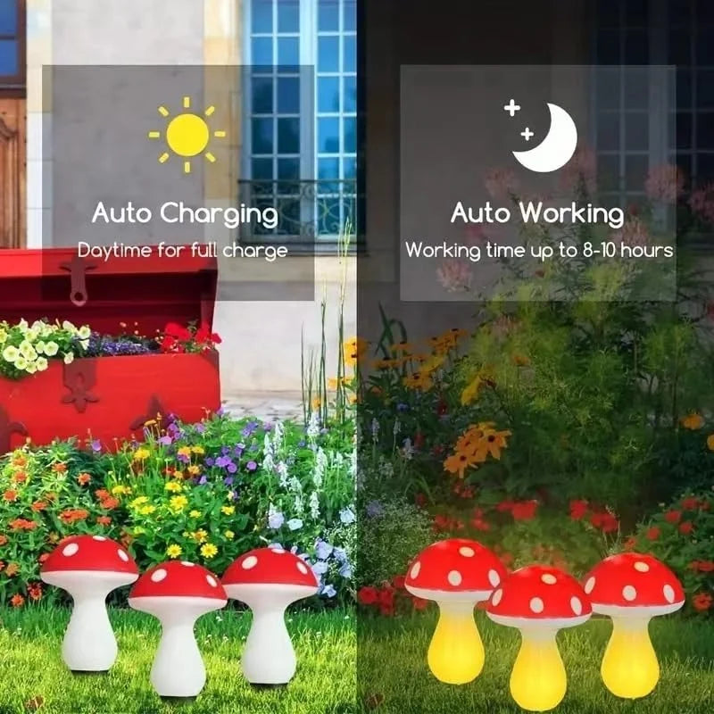 Mushroom String Lights Solar-Powered 8 Modes IP65 Waterproof