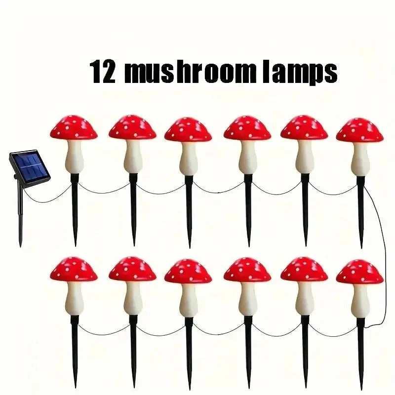 Mushroom String Lights Solar-Powered 8 Modes IP65 Waterproof