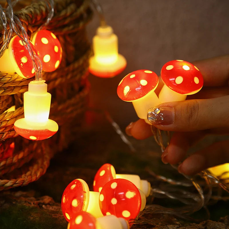 Mushroom String Lights Warm White Weather-Resistant LED