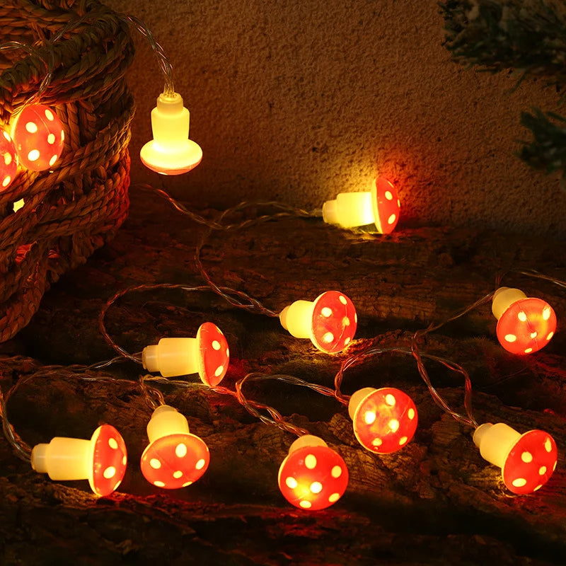 Mushroom String Lights Warm White Weather-Resistant LED
