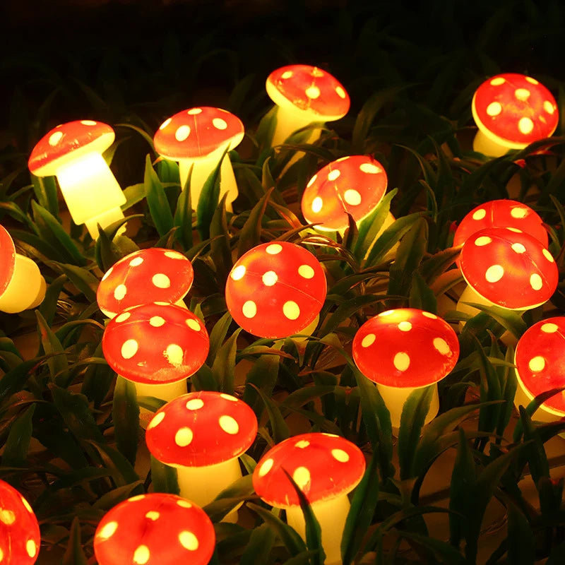 Mushroom String Lights Warm White Weather-Resistant LED