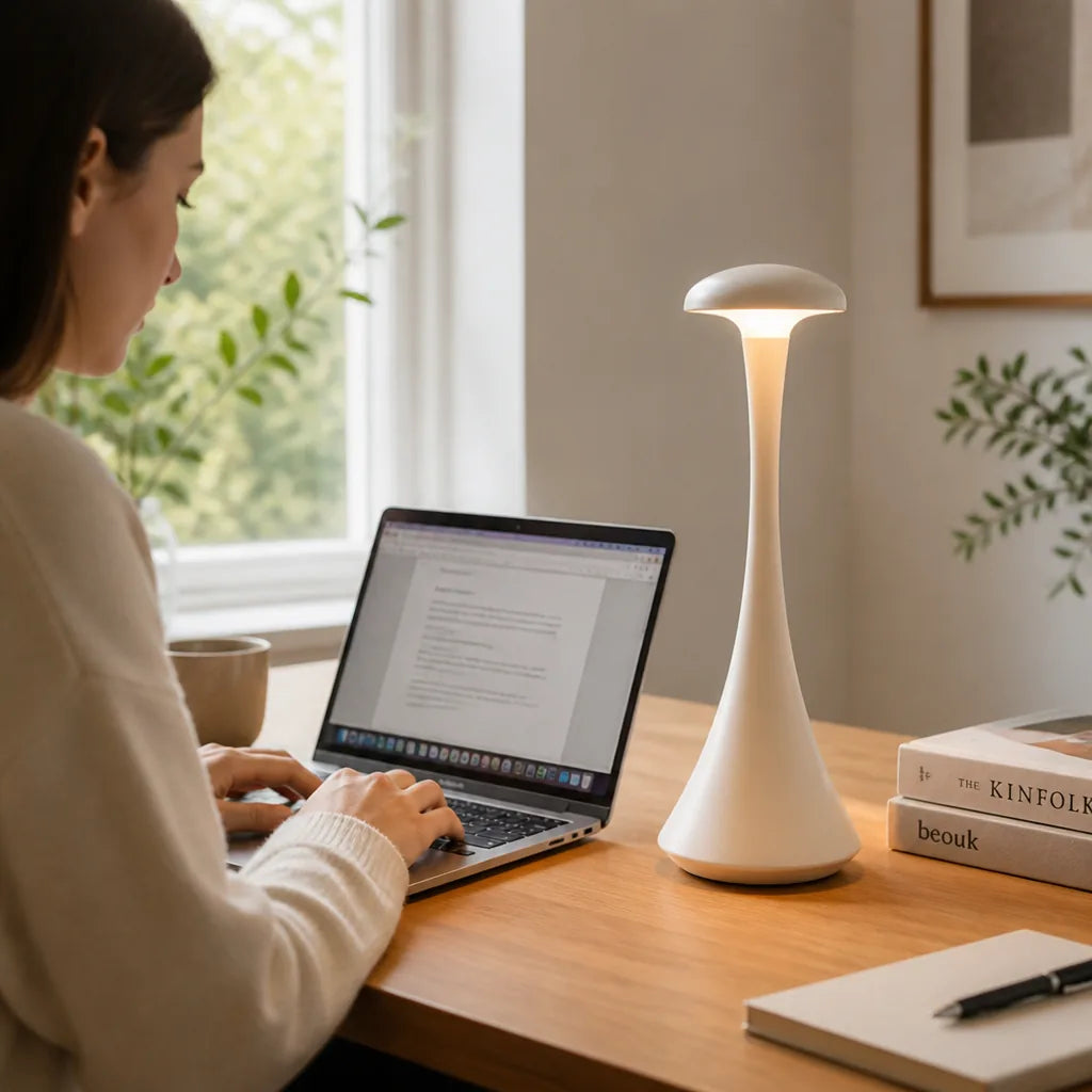 Mushroom Table Lamp Rechargeable Stepless Dimming & Color-Changing