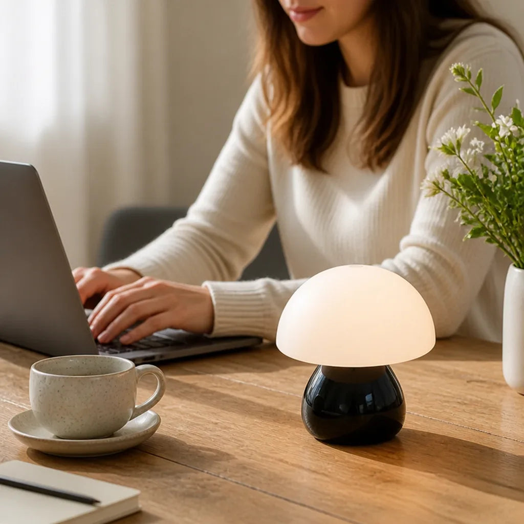 Mushroom Table Lamp Touch Dimming USB-C Rechargeable