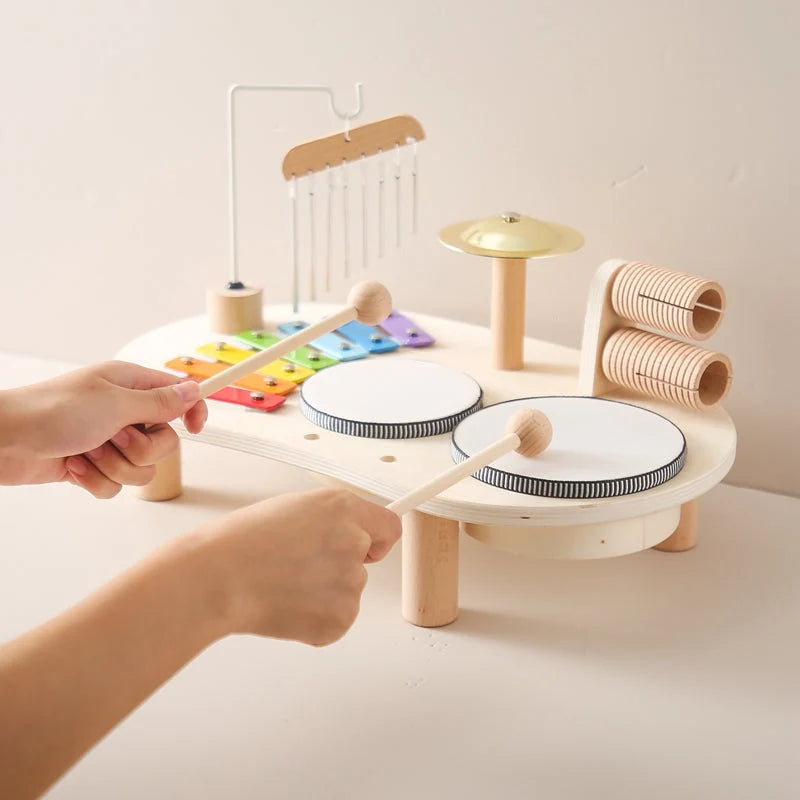 Musical Instrument Table Wooden Xylophone & Drum Set