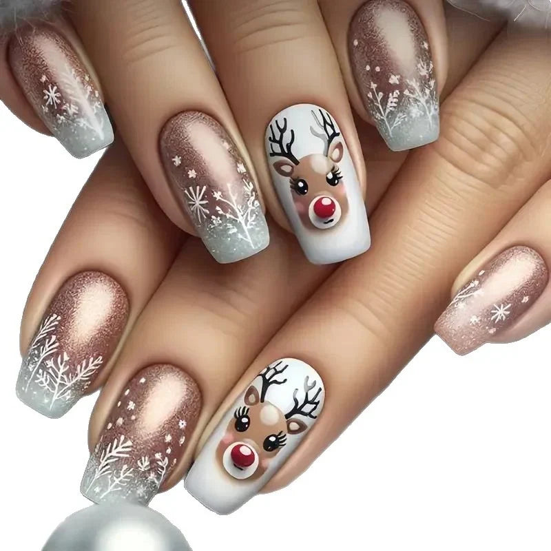 Nail Art Kit Reindeer & Snowflake Easy Apply