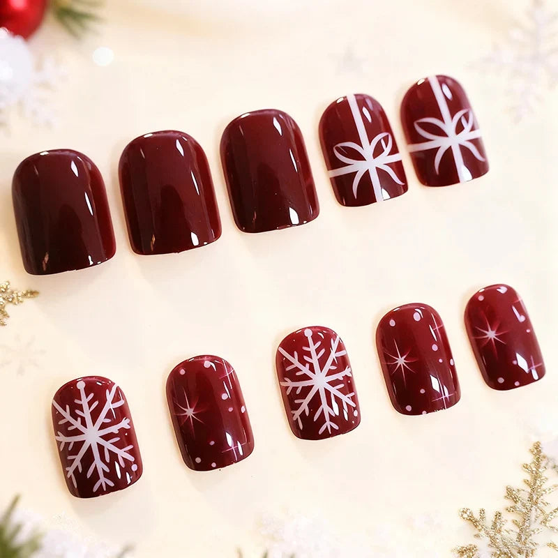 Nail Art Kit Winter Snowflakes & Bows Glossy Finish