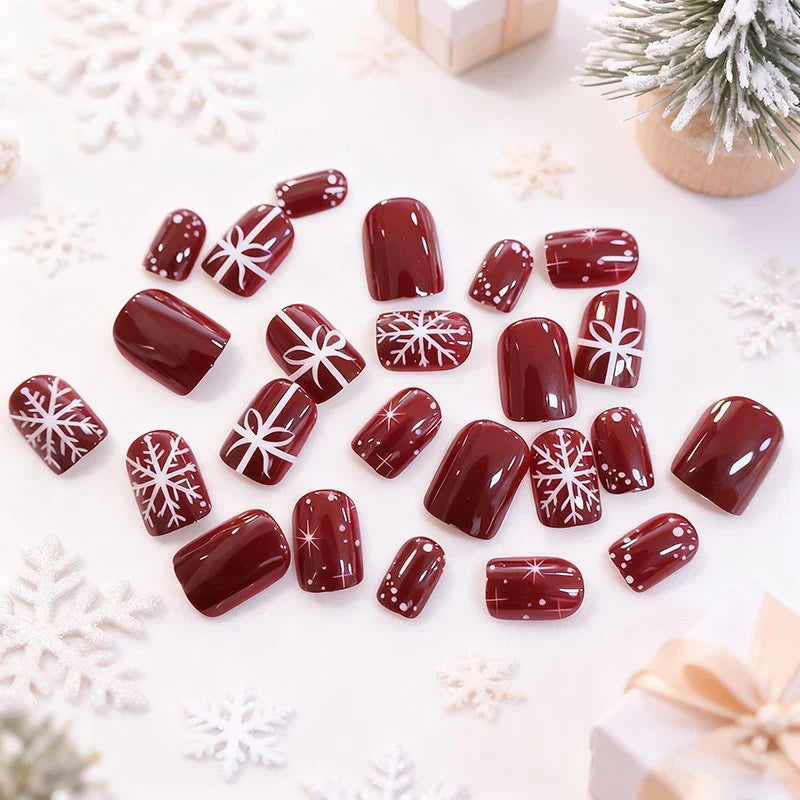Nail Art Kit Winter Snowflakes & Bows Glossy Finish