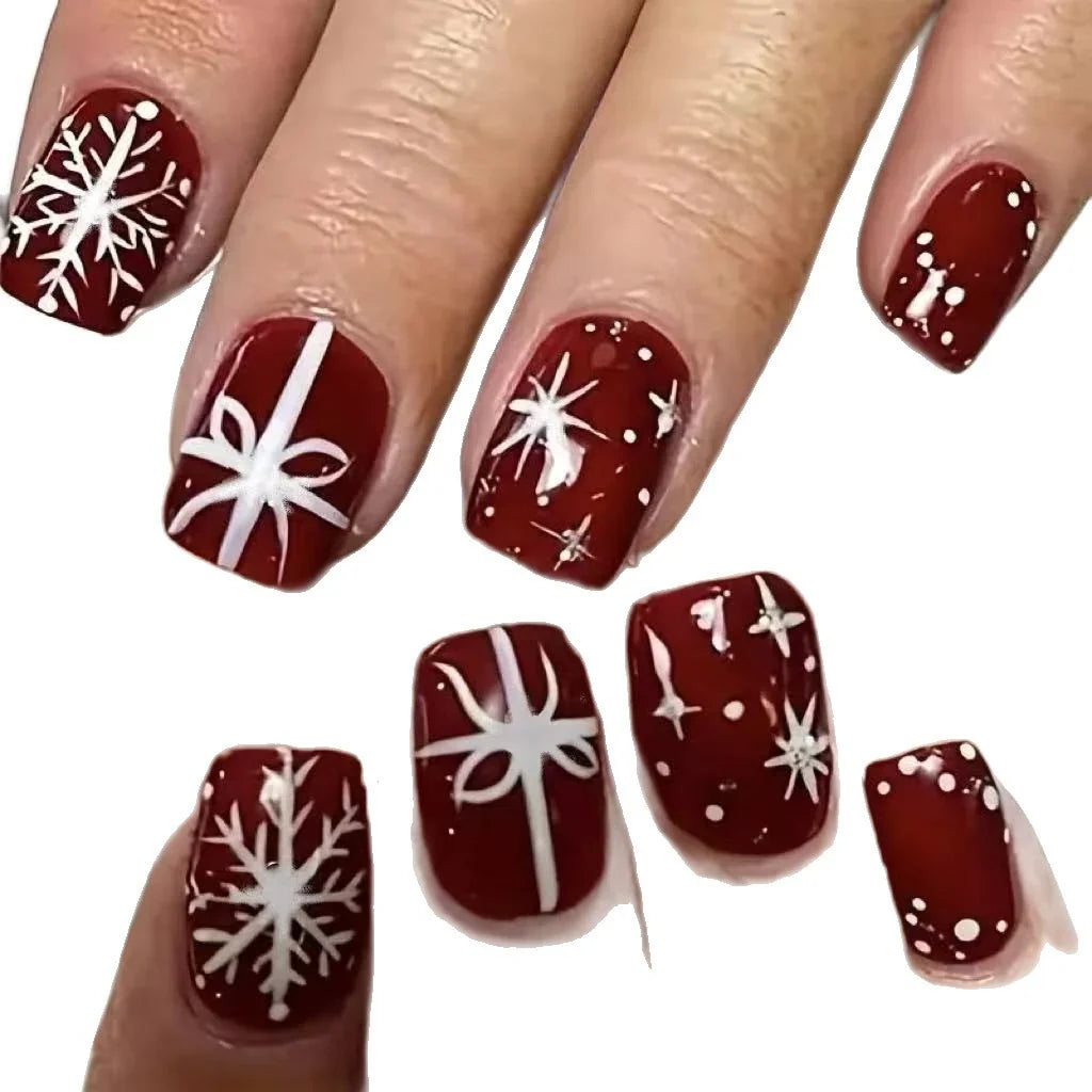 Nail Art Kit Winter Snowflakes & Bows Glossy Finish