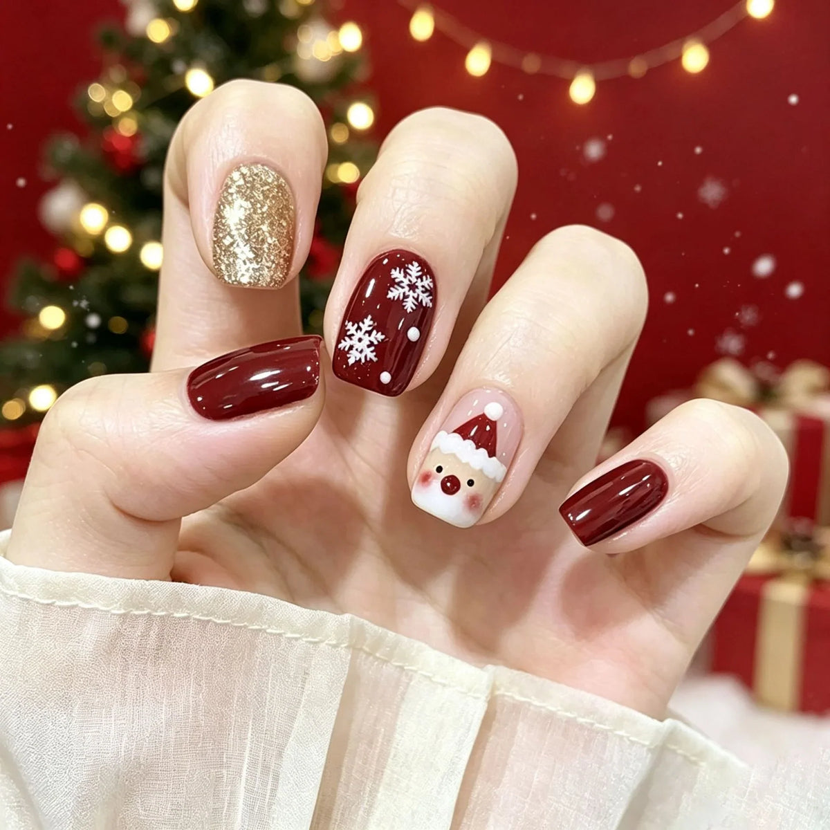 Nail Art Set Festive Motifs & Glitter Accents 24 Colors