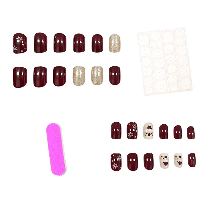 Nail Art Set Festive Motifs & Glitter Accents 24 Colors