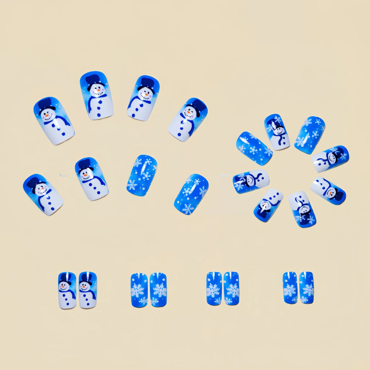 Nail Art Set Hand-Painted Snowman & Snowflake