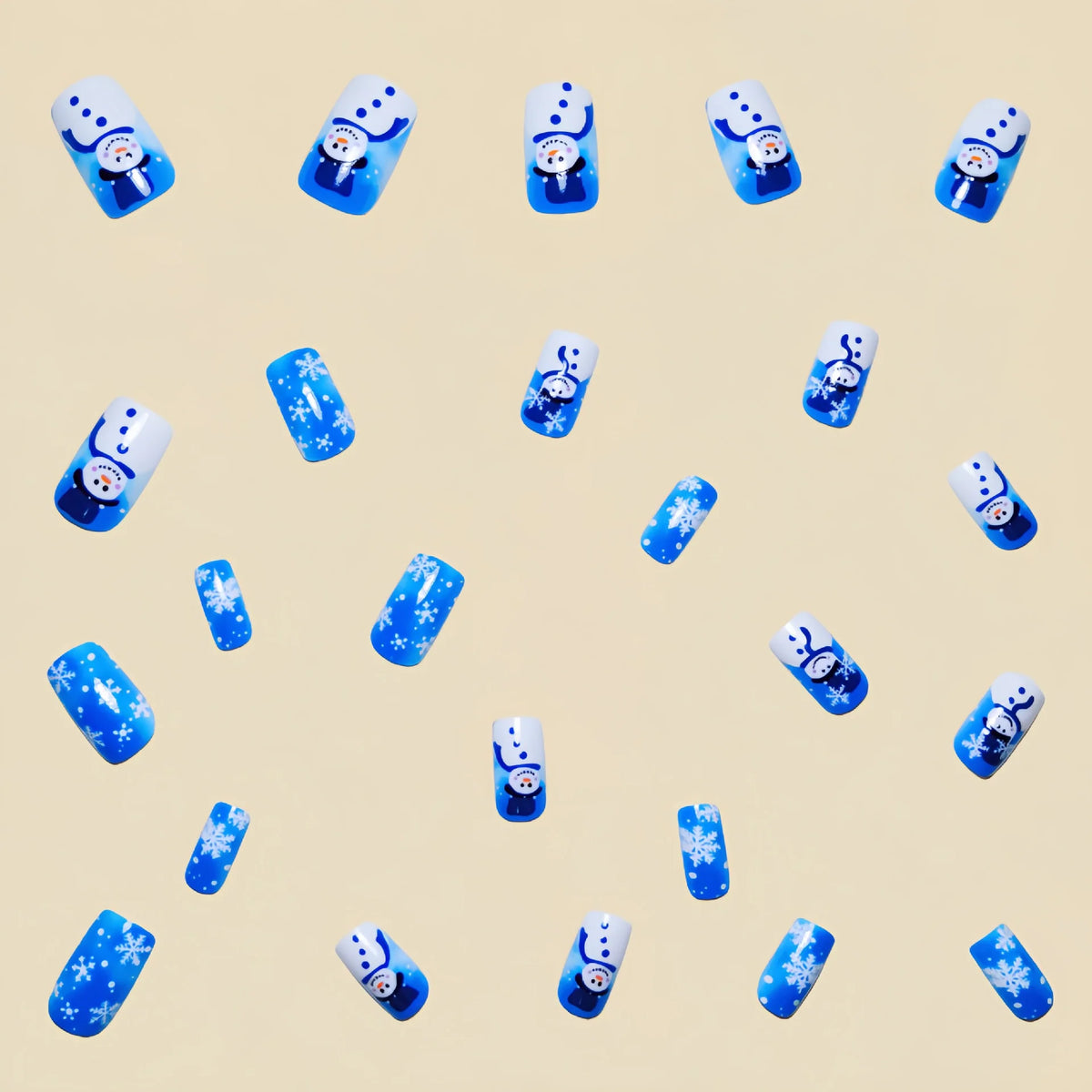 Nail Art Set Hand-Painted Snowman & Snowflake