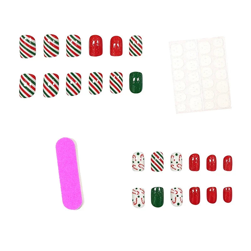 Nail Art Set Holiday-Themed Chip-Resistant 24-Piece