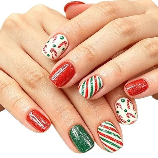 Nail Art Set Holiday-Themed Chip-Resistant 24-Piece