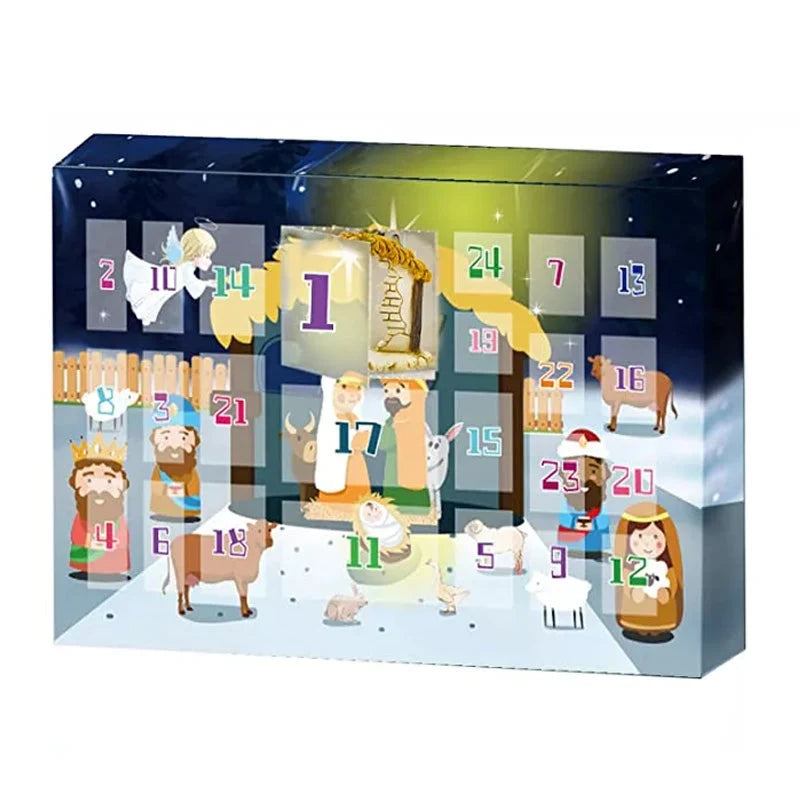 Nativity Advent Calendar 24 Play Figures Christmas Story Set