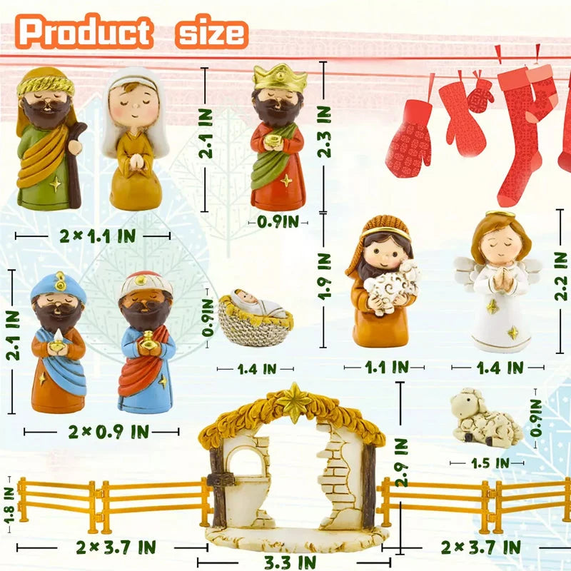 Nativity Advent Calendar 24 Play Figures Christmas Story Set