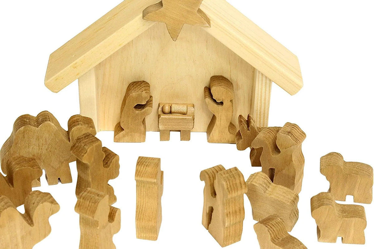 Nativity Set Handcrafted Solid Wood & Child-Safe Finish