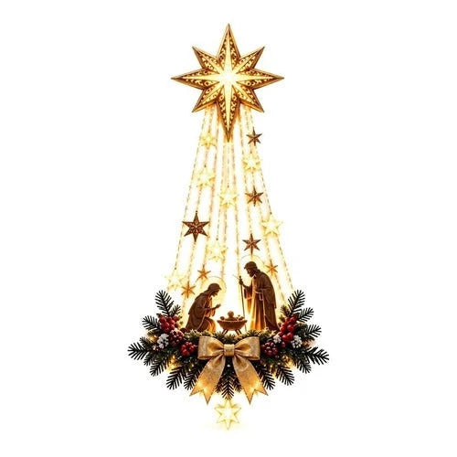 Nativity Wall Hanging Battery Powered Warm White LED Resin