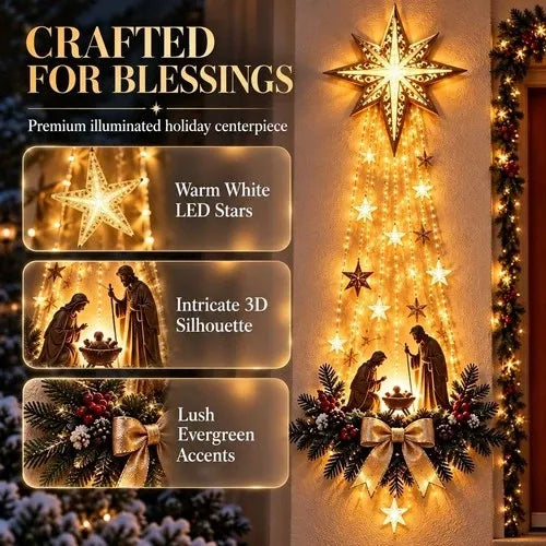 Nativity Wall Hanging Warm White LED Lights, Resin Figures