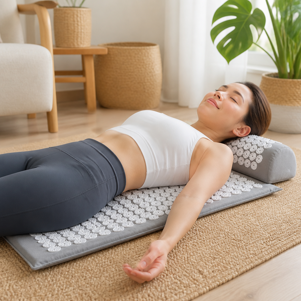 Natural Linen & Eco-Foam Acupressure Mat (Includes Neck Pillow)