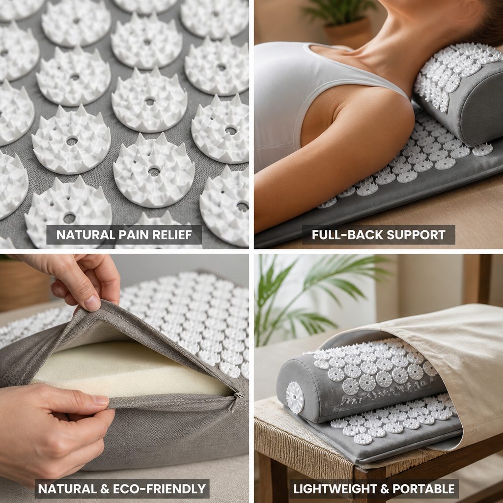 Natural Linen & Eco-Foam Acupressure Mat (Includes Neck Pillow)