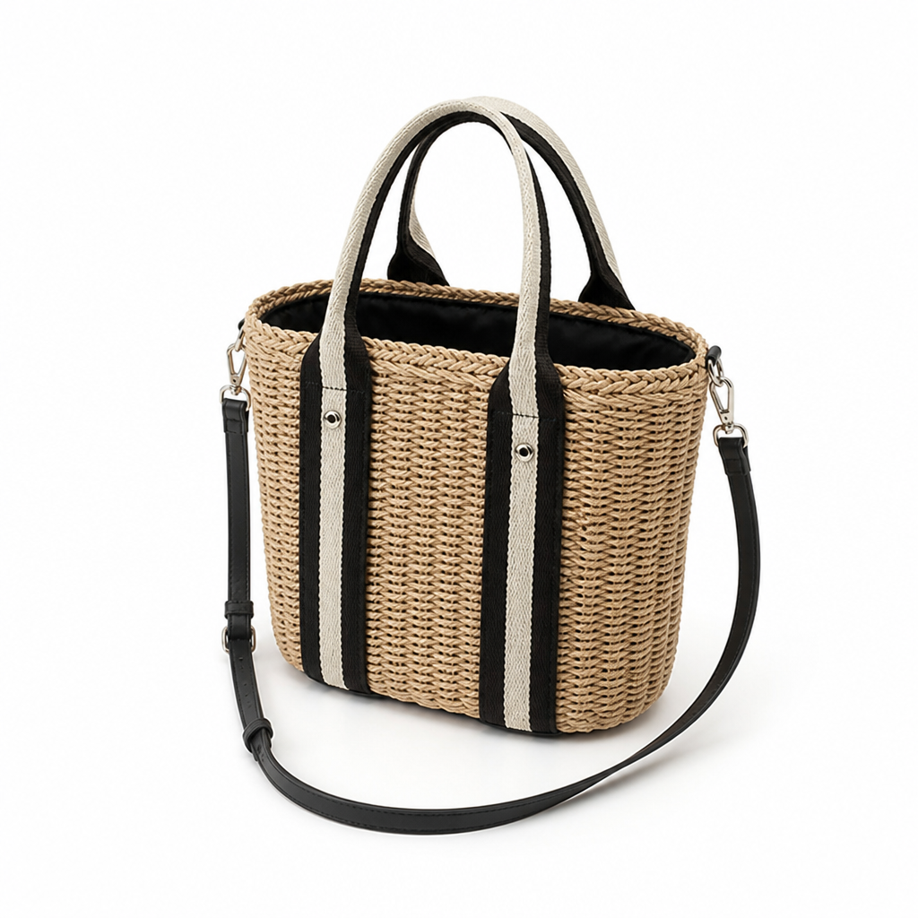 Natural Raffia Tote Bag (Removable Strap)