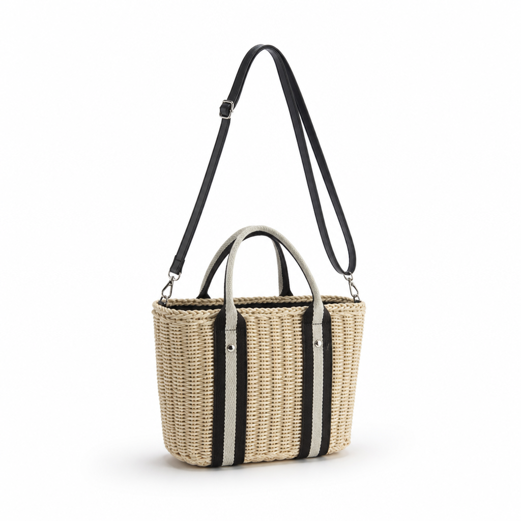 Natural Raffia Tote Bag (Removable Strap)