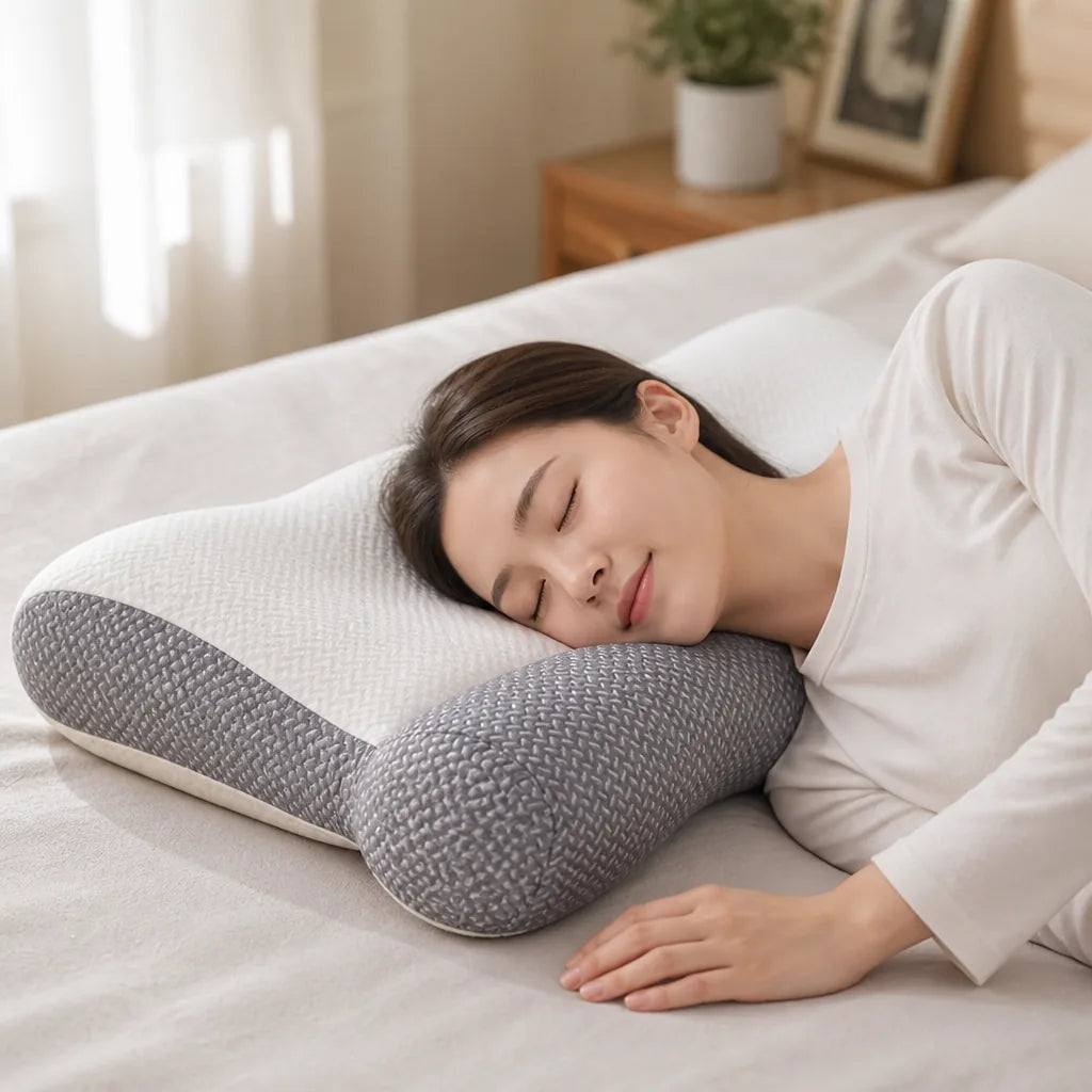 Neck Pillow Ergonomic Contour Microfiber Filled 48 x 74 cm