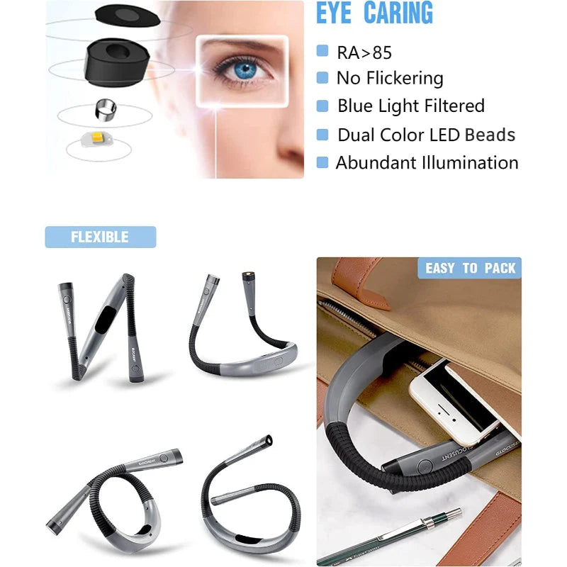 Neck Reading Lamp LED 3 Color Modes USB-C Rechargeable