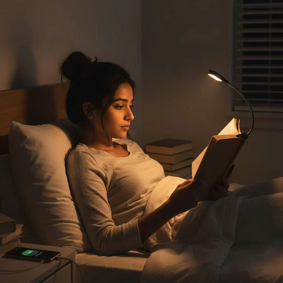 Neck Reading Light Flexible Dual LED Arms USB Rechargeable 3 Color Modes