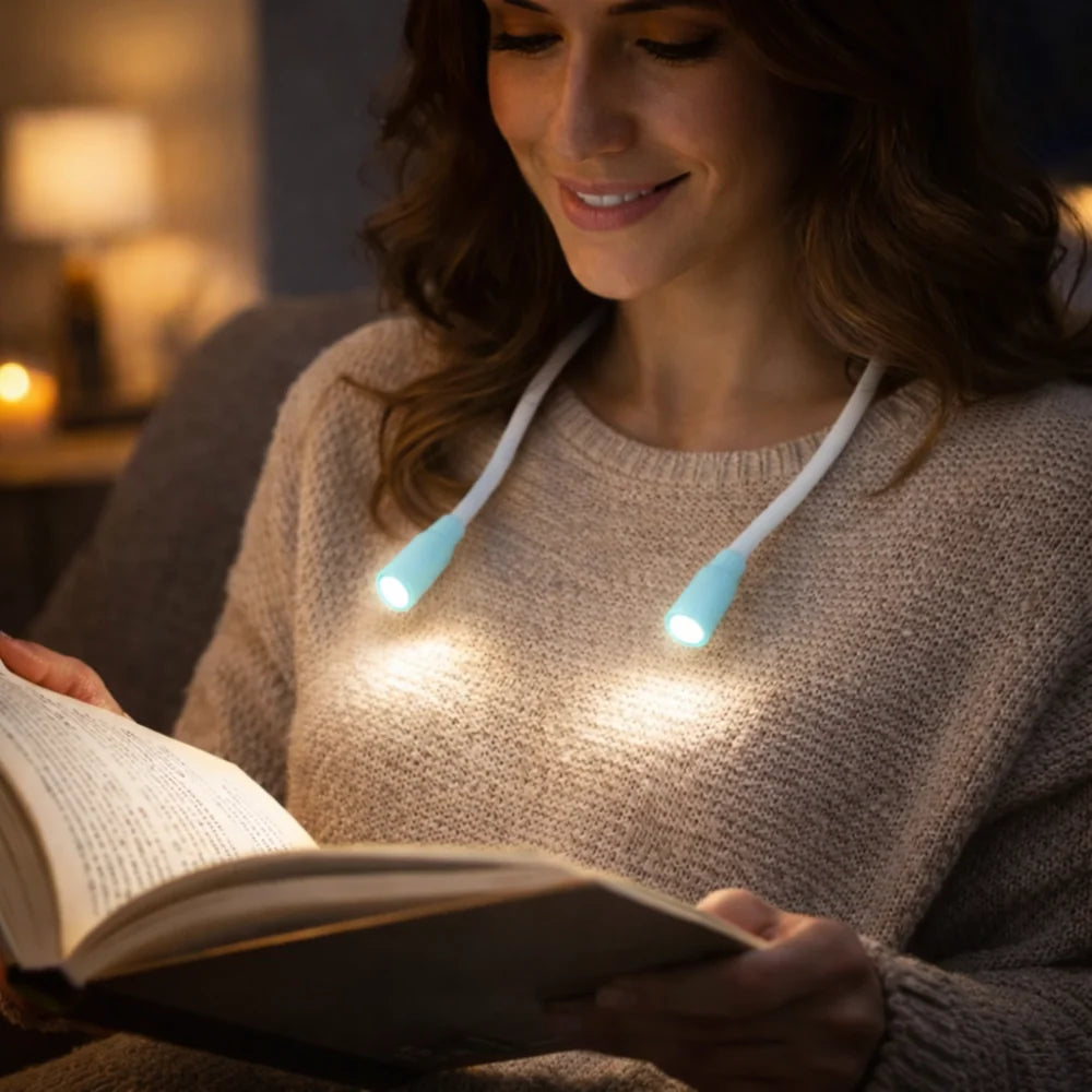 Neck Reading Light USB Rechargeable Dual Adjustable Arms