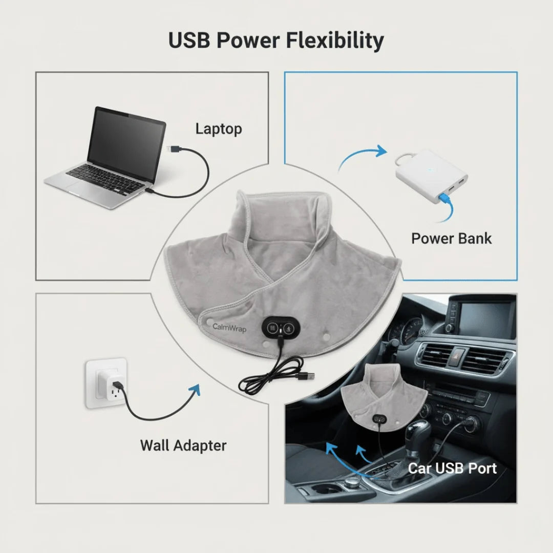 Neck & Shoulder Heating Wrap USB-Powered Three Heat Settings