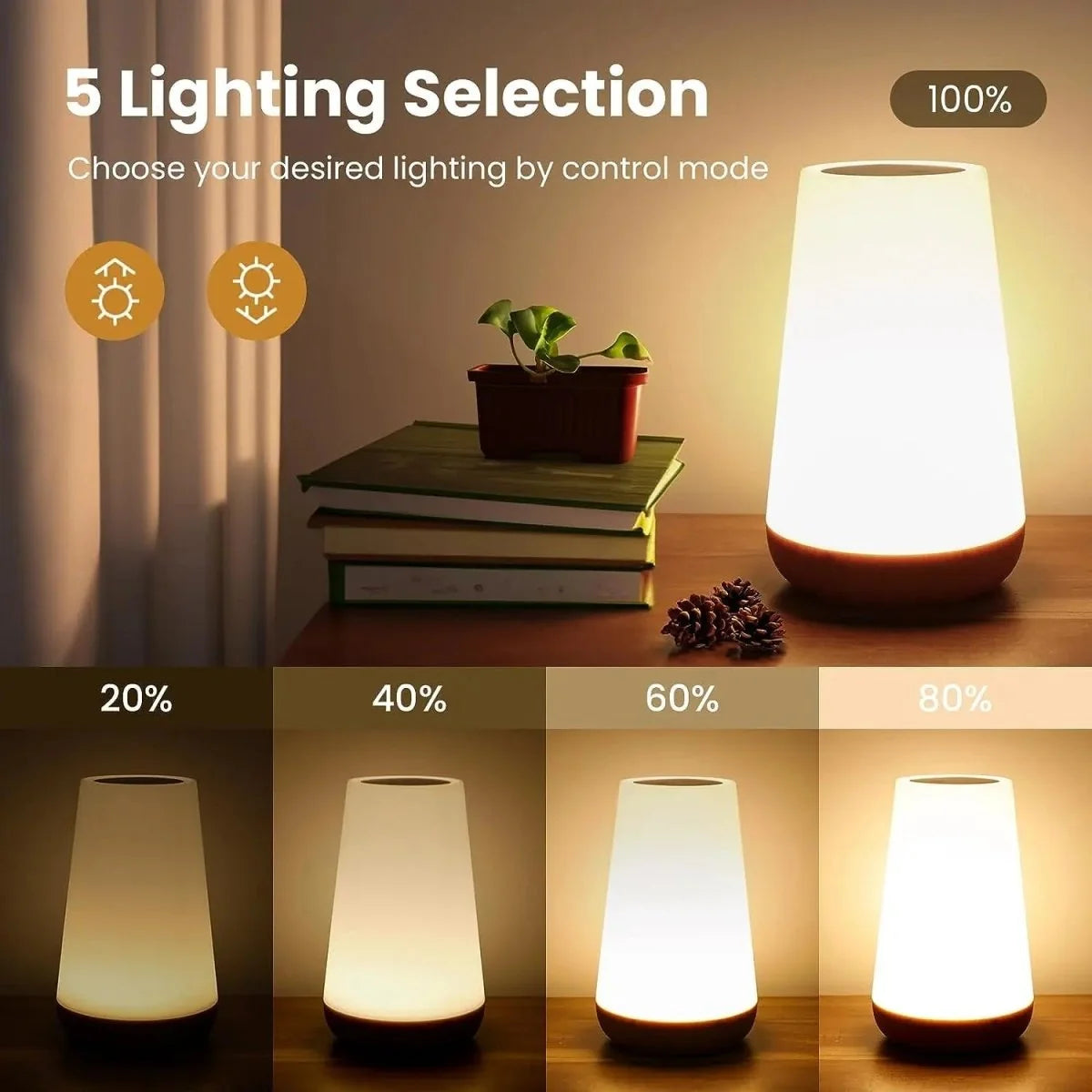 Night Light Rechargeable Touch Dimming Remote Control 10-Hour Battery