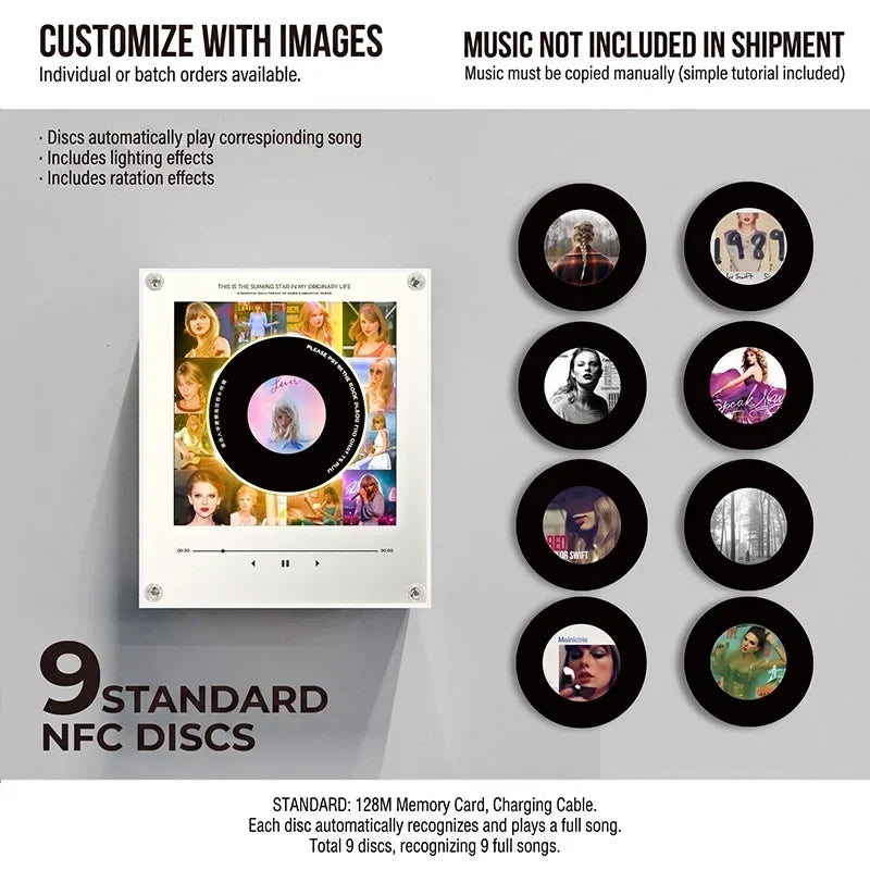 Night Light Rotating Vinyl Record NFC-Activated Magnetic Mount