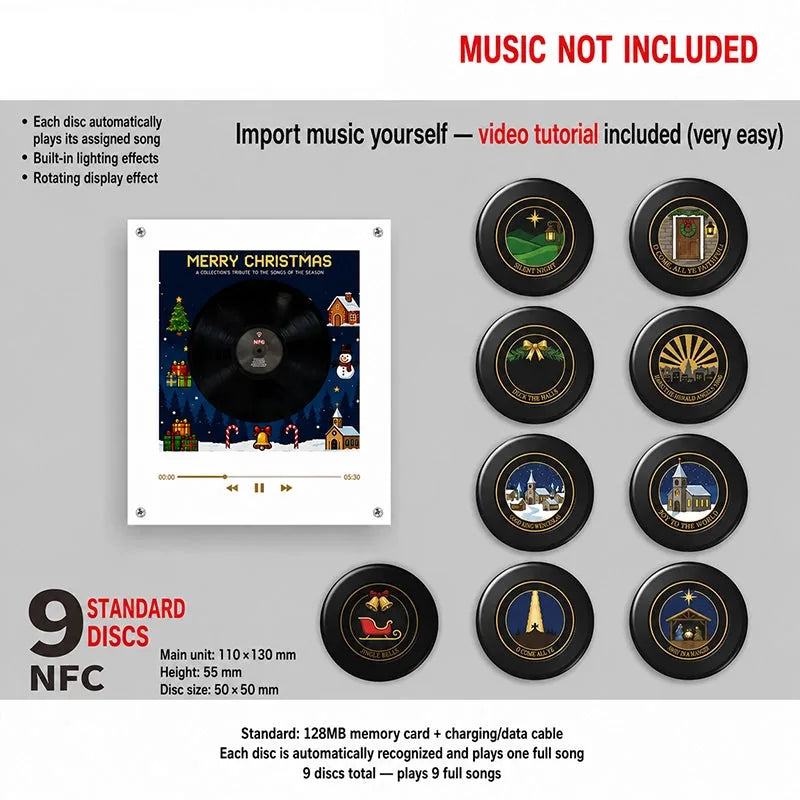 Night Light Rotating Vinyl Record NFC-Activated Magnetic Mount