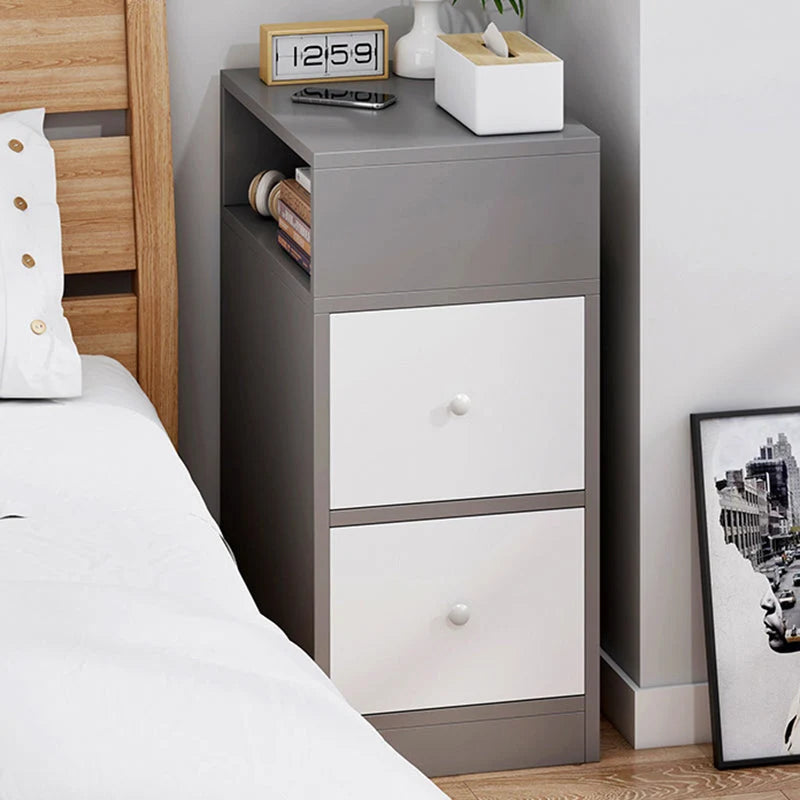 Nightstand MDF 2 Drawers & Enclosed Cabinet