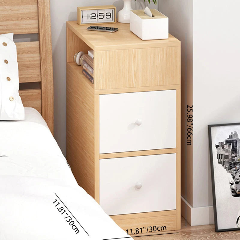 Nightstand MDF 2 Drawers & Enclosed Cabinet