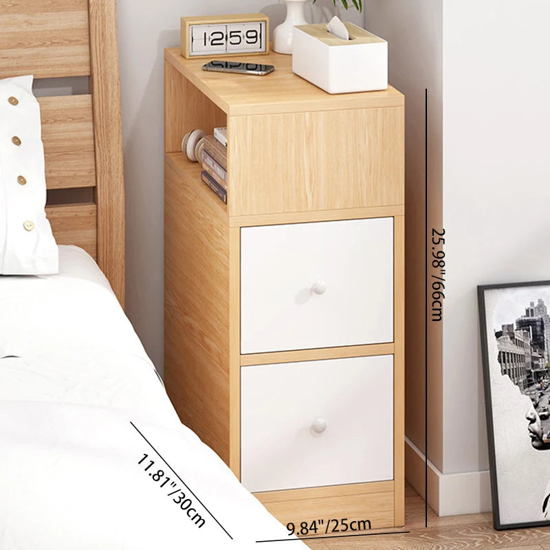 Nightstand MDF 2 Drawers & Enclosed Cabinet