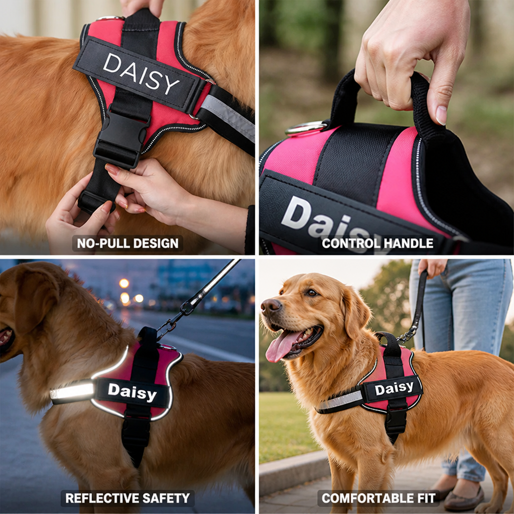 No-Pull Ergonomic Reflective Dog Harness (Personalized)