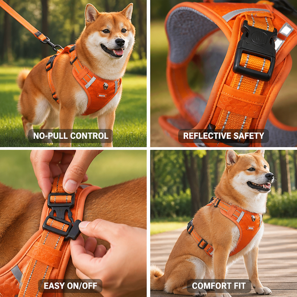 No-Pull Reflective Padded Dog Harness (Quick-Release)