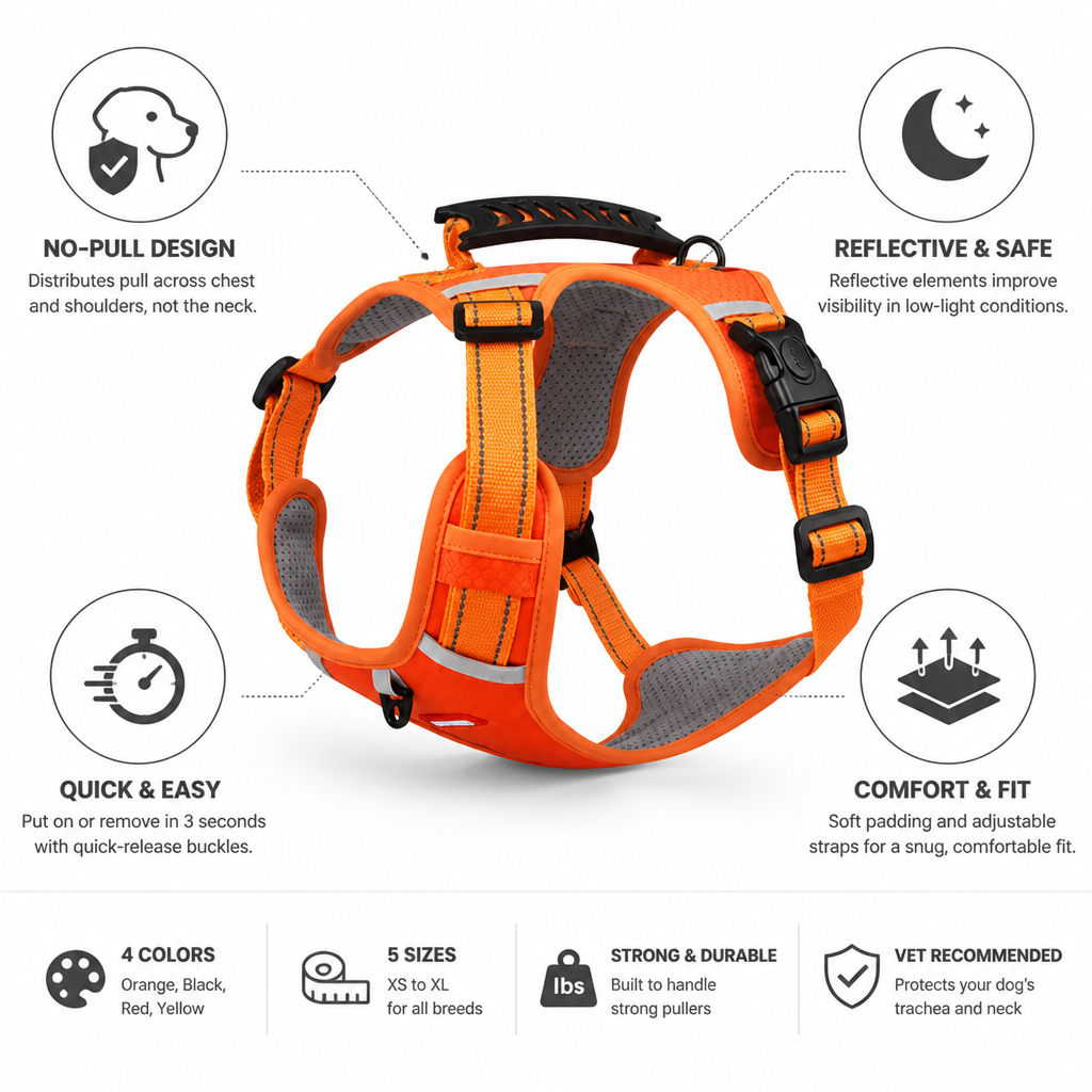 No-Pull Reflective Padded Dog Harness (Quick-Release)