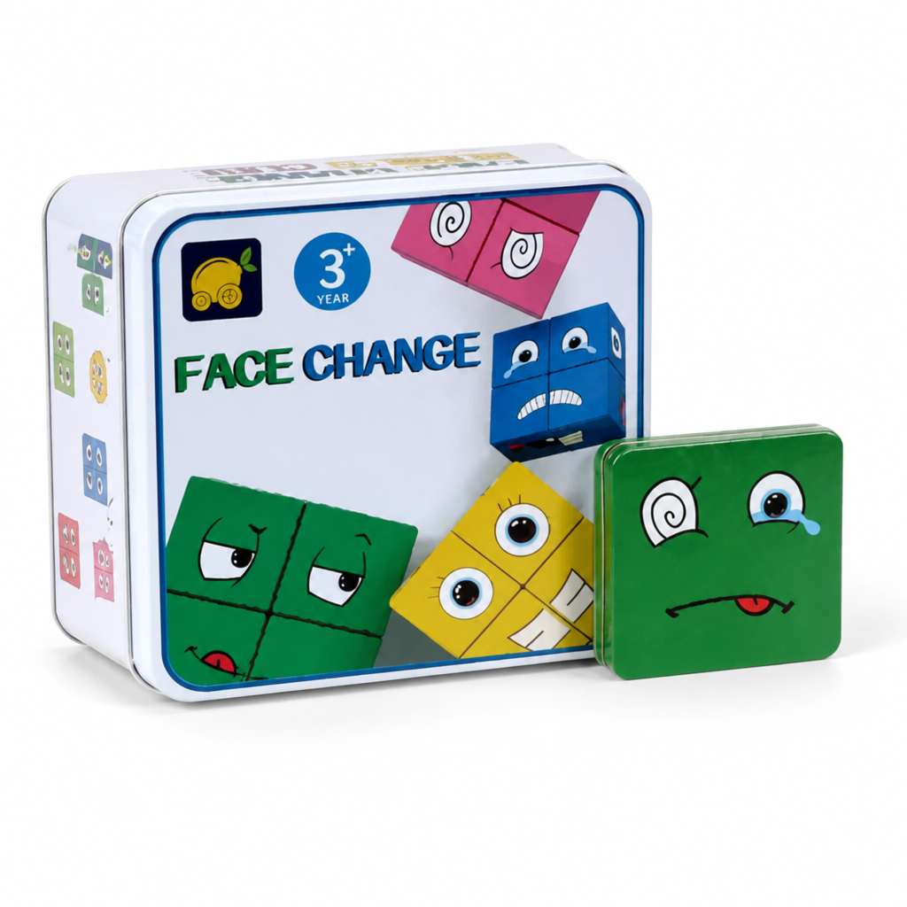 Non-Toxic Solid Wood Building Blocks (Emotion Faces)