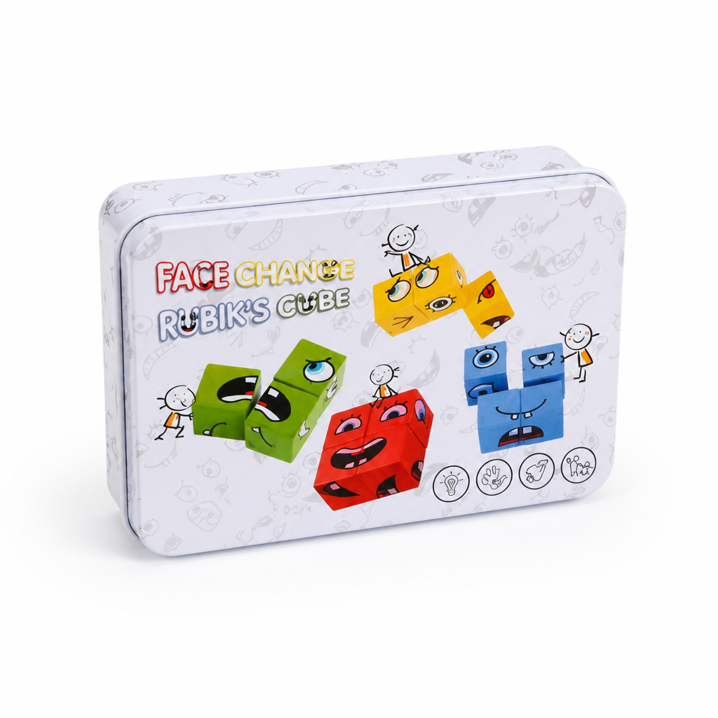 Non-Toxic Wood 3D Face Puzzle (16 Blocks & 64 Cards)