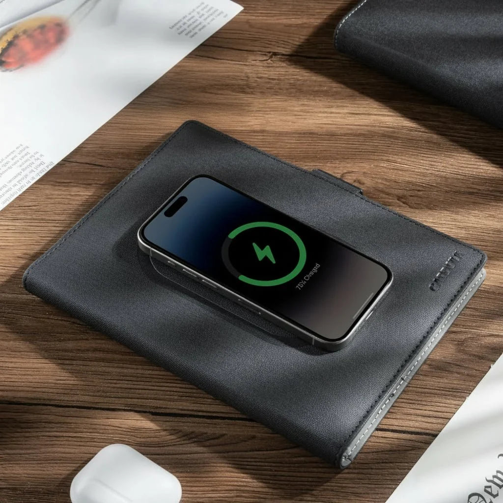Notebook Portfolio Wireless Charging Refillable PU Leather A5