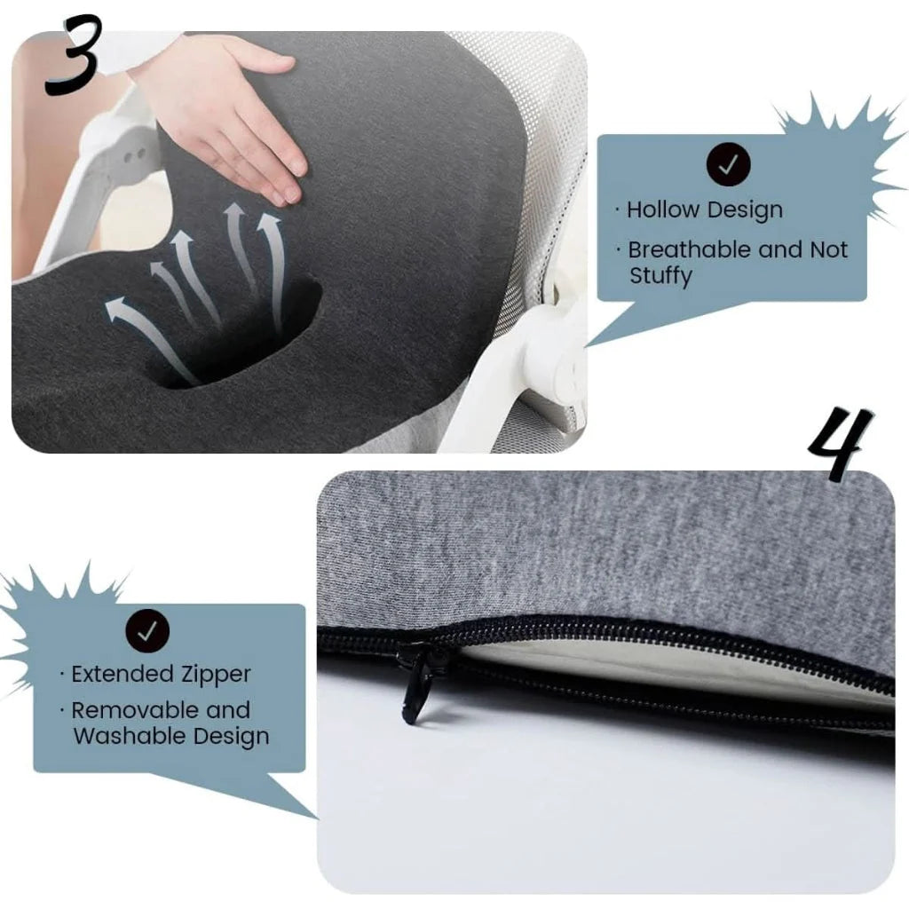 Office Seat Cushion Contoured Tailbone Relief High-Density Memory Foam