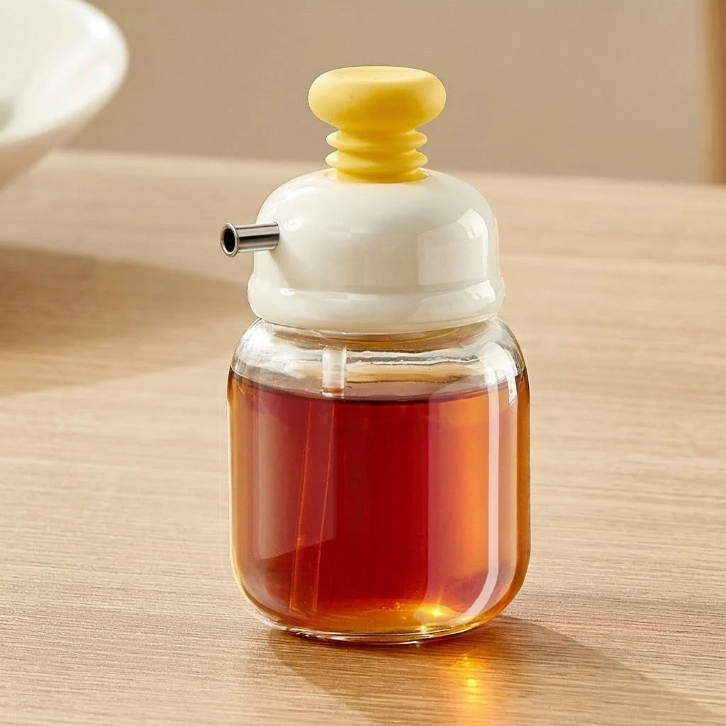 Oil Dispenser Bottle Glass Press-Control No-Drip Spout