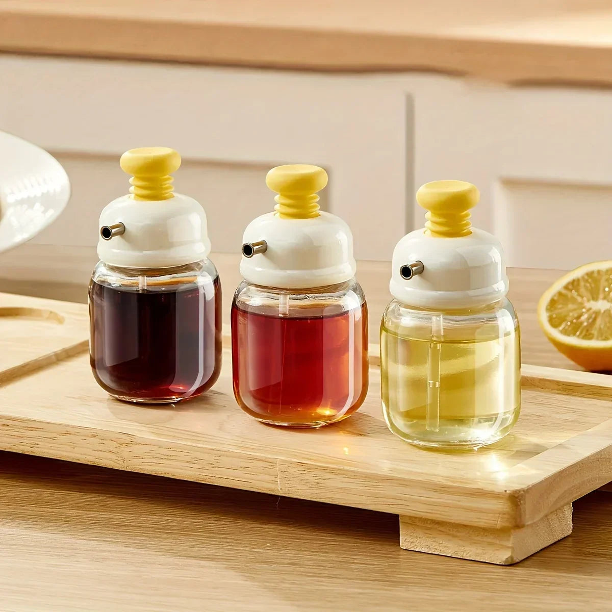 Oil Dispenser Bottle Glass Press-Control No-Drip Spout