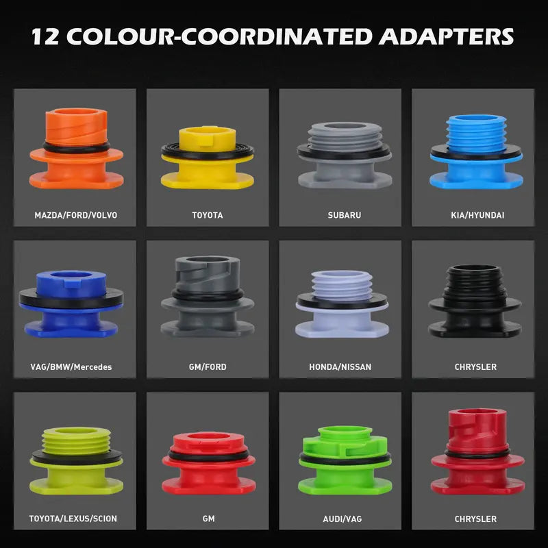 Oil Funnel Adapter Kit Color-Coded With Magnetic Trays