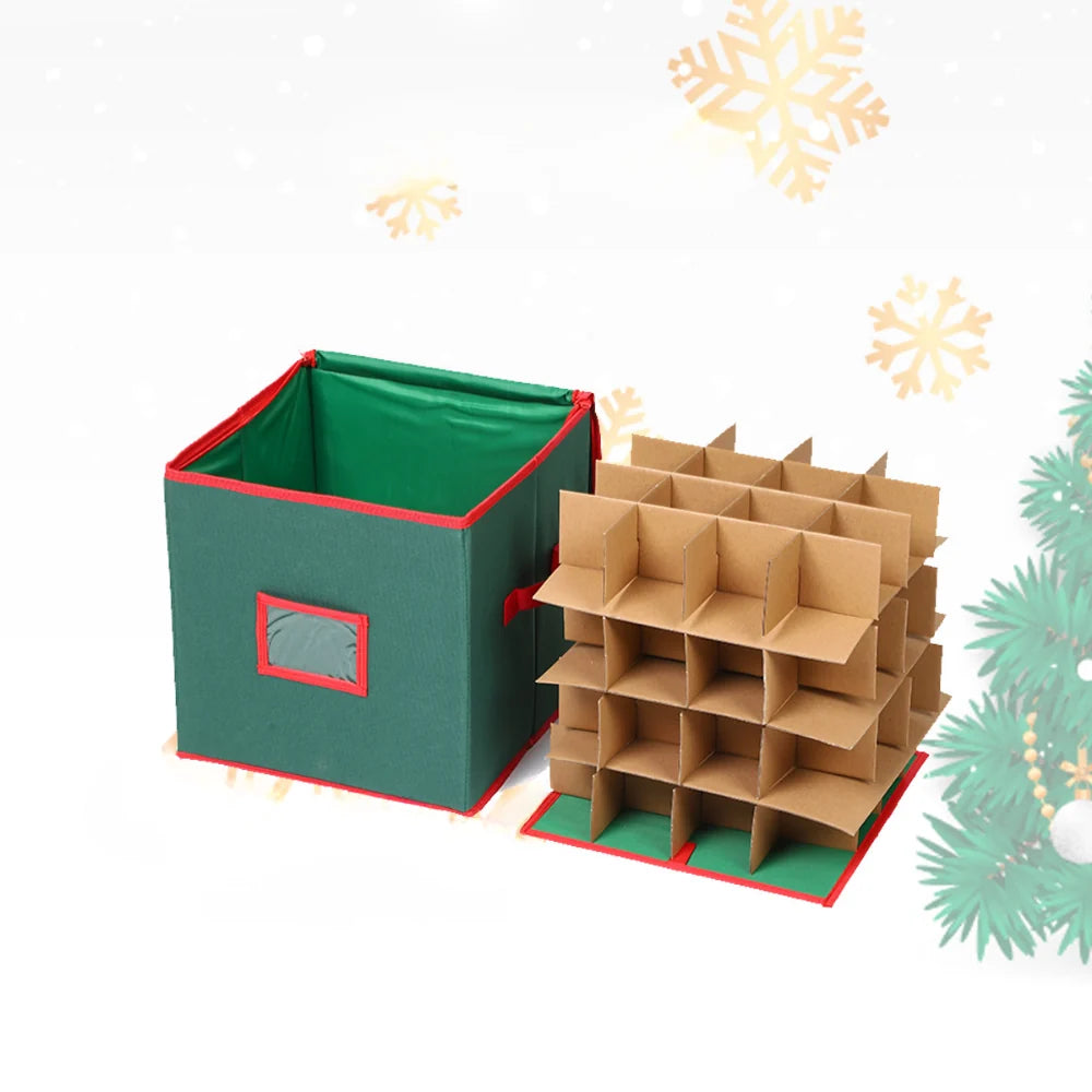 Ornament Storage Box Adjustable Dividers & Clear Viewing Window